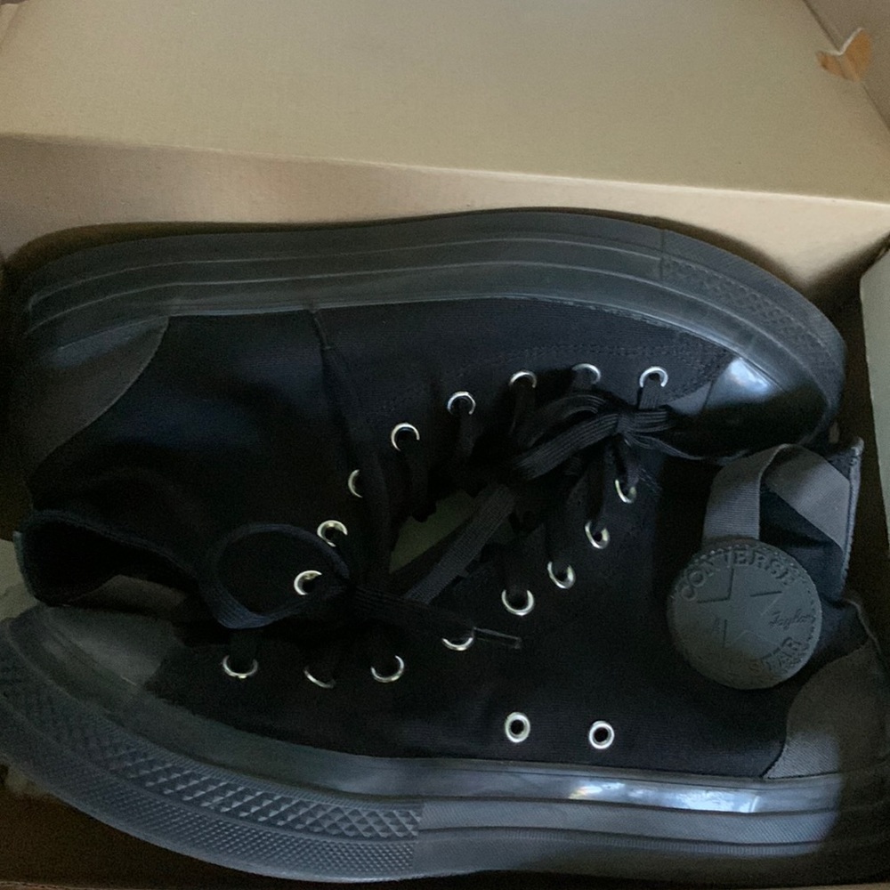Black on black brand new converse